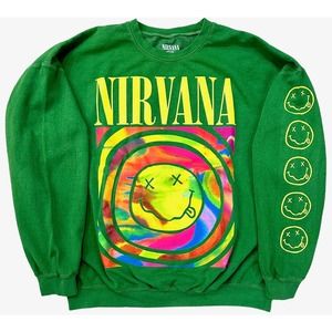 Urban Outfitters Women's X Nirvana Smile Overdyed Oversize Crew Neck Sweatshirt